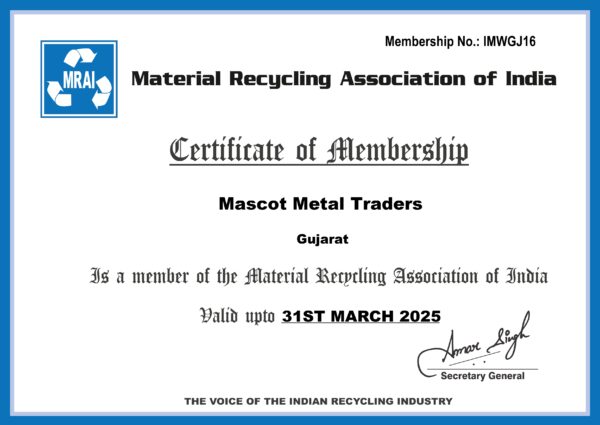 Certificate of Membership, Mascot Metal Traders